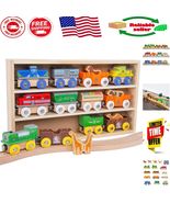 Complete Set of 12 Wooden Train Cars &amp; Animals - Kid-Safe Fun for All Ages! - $849.12 MXN