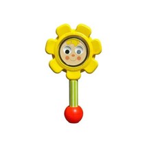 Vintage Fisher Price 1973 Yellow Flower Baby Rattle W/ Mirror Face Googly Eyes - £7.38 GBP