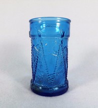 Scarce Wheaton Blue Glass Drum &amp; Eagle Cup Tumbler Cobalt - $4.49