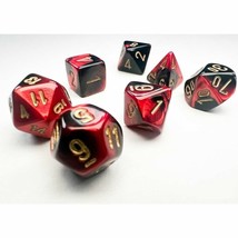 Chessex Manufacturing Gemini: Mini-Polyhedral Black-Red/gold 7-Die Set - £8.48 GBP