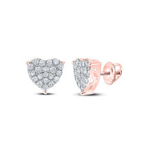 10kt Rose Gold Womens Round Diamond Heart Earrings 1 Cttw - £779.67 GBP