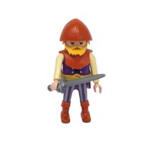 PLAYMOBIL ORANGE + PURPLE REPLACEMENT 3153 VIKING FIGURE W/ SWORD - £11.25 GBP