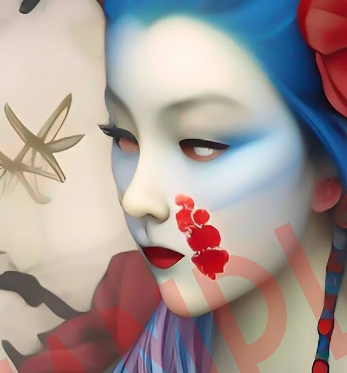 Floral Surreal Japanese Geisha Girl 2 Print by Ziola Signed 11x17 - Popp... - $27.29