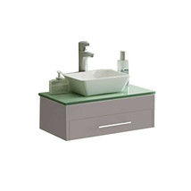 28&#39;&#39; Modern Wall Mount Bathroom Vanity White Ceramic Sink Gray cabinet wood made - £355.32 GBP