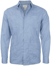 Men&#39;s Slim Fit Guayabera Cuban Beach Long Sleeve Button Up Shirt w/ Defe... - £15.63 GBP
