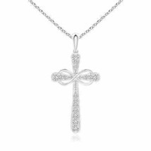 ANGARA Diamond Cross and Sideways Pendant Necklace in 14K Gold (HSI2, 0.17 Ctw) - £510.06 GBP