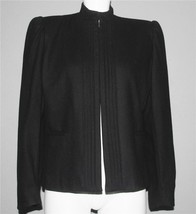 VTG David Benjamin Black Lined Wool Open Front Mandarin Collar Jacket Wm... - $29.99