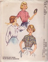 Mc Call&#39;s Vintage Pattern 5120 Size 12S Girls&#39; Blouses In 3 Variations Uncut - £3.93 GBP