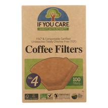 If You Care #4 Cone Coffee Filters - Brown - Case Of 12 - 100 Count - $82.31