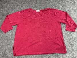 Quacker Factory Sweater Womens Plus 3X Red Embellished Sequin Beaded 3/4... - $455.29 MXN