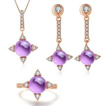 2.2ct Natural Amethyst Fine Jewelry Sets For Women Cross Star 925 sterling-silve - £72.39 GBP