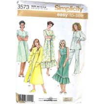 Simplicity Sewing Pattern 3573 Nightgown Pajamas Robe Misses XS-M Cottag... - $14.39