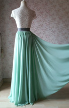 Boho Wedding Bridesmaid Dress Chiffon Maxi Skirt Short Sleeve Crop Lace Top  image 10