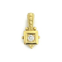 Authenticity Guarantee 
Vintage Solitaire Diamond Square Necklace Pendant 18K... - £715.42 GBP