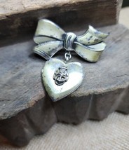 WWII Sweetheart Vintage 1940s Sterling US Navy Heart Locket Bow Pin Broo... - $92.91