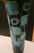 TALL BLUE VASE WITH SQUARES & CIRCLES PATTERN image 2