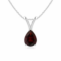 ANGARA 0.85 Ct V-Bale Pear-Shaped Garnet Solitaire Pendant in Silver (A, 7x5mm) - $107.10