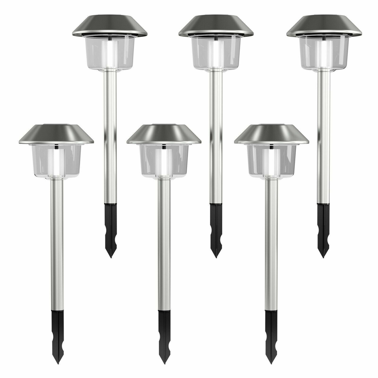Primary image for Solar Path Lights Set of 6 Stainless Steel Outdoor Flower Bed Lighting 17 Inch