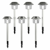 Solar Path Lights Set of 6 Stainless Steel Outdoor Flower Bed Lighting 1... - £46.42 GBP