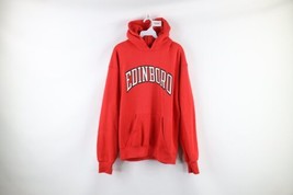 Vtg 90s Streetwear Mens XL Faded Spell Out Edinboro Hoodie Sweatshirt Red USA - £50.51 GBP