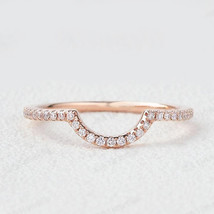 Lab-Created CZ Diamond Crown Dainty Wedding Band V Curved Band Women Ring - $57.00