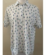 LEON LEVIN Women&#39;s White Printed SS Polo Shirt Size XL Blue Green Sailbo... - $33.56 CAD