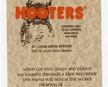 Hooters Menu St Louis Union Station St Louis Missouri  - £17.46 GBP