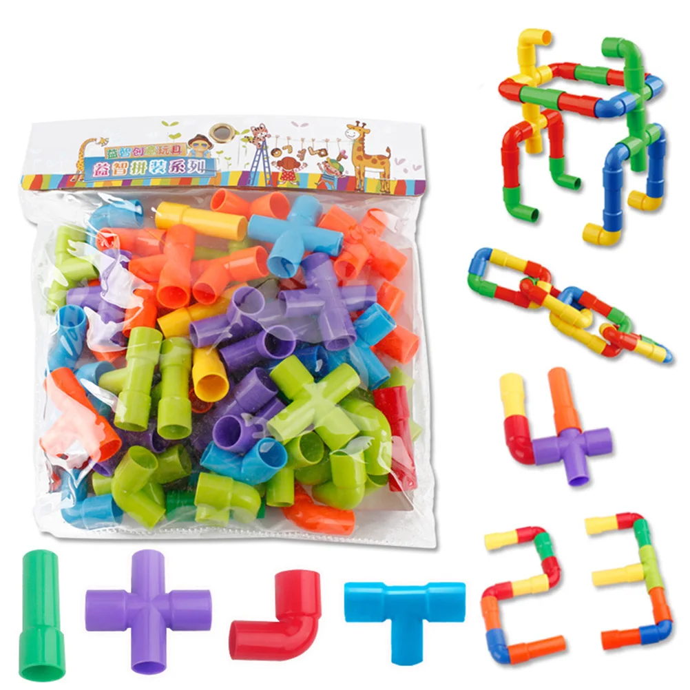 Kids Math Toys Colorful Water Pipe Building Blocks Toys DIY Assembling Pipeline - £11.18 GBP