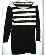 Style &amp; Co Womens Black White Striped Sweater Dress Embellishment Sequin... - $13.49 CAD