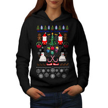 Wellcoda Santa Snowman Christmas Womens Hoodie, Pixel Casual Hooded Sweatshirt - £28.63 GBP