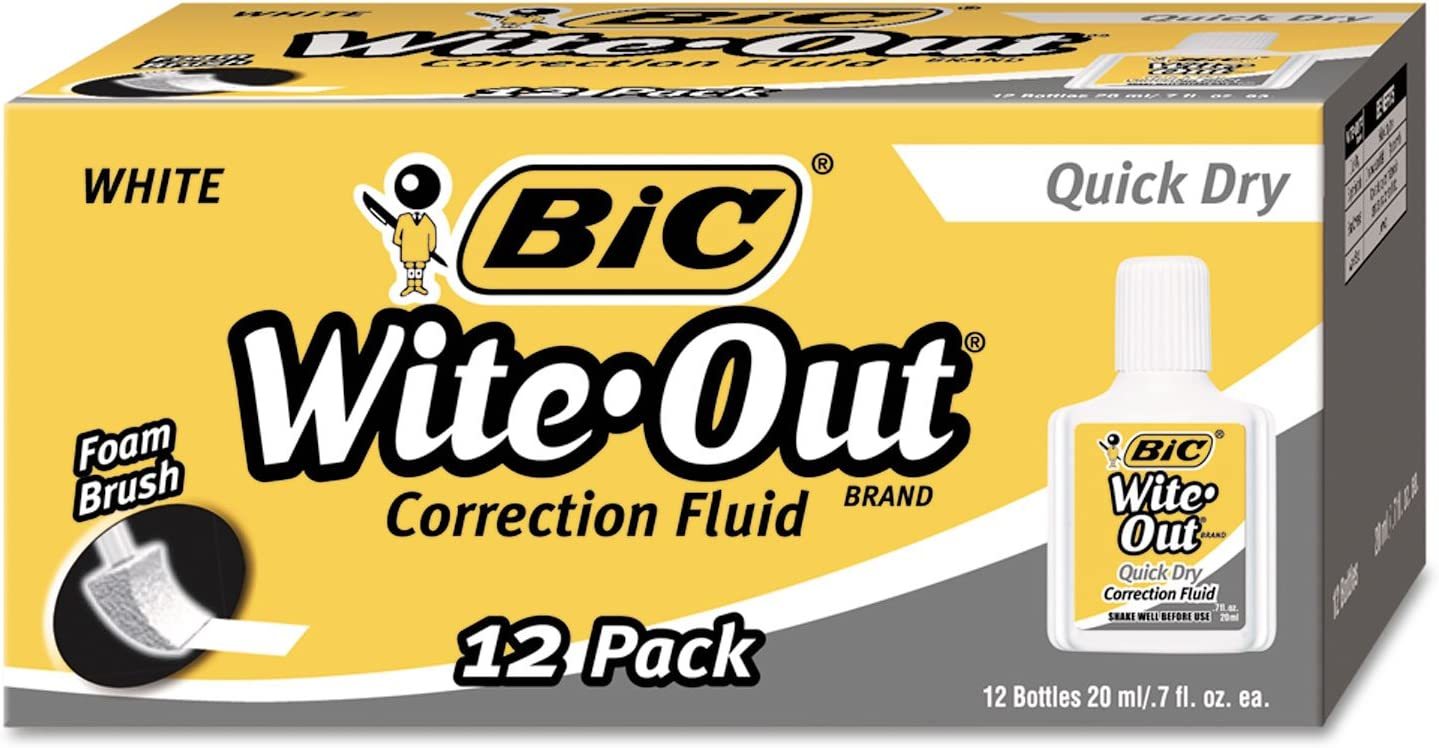 Primary image for Bic Wofqd12We Wite-Out Quick Dry Correction Fluid, 20 Ml Bottle, White, 1/12.