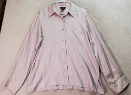 Charter Club Shirt Womens Size 16 Lilac 100% Silk Long Sleeve Collar Button Down - £17.35 GBP
