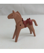 Vintage 1974 Geobra Playmobil Brown Horse With Brown Saddle 4&quot; Figure (C) - $13.57 CAD