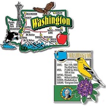 Washington Jumbo Map &amp; State Montage Magnet Set by Classic Magnets, 2-Piece Set, - £11.11 GBP