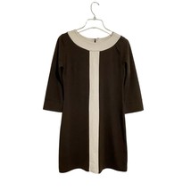 BCBGMaxAzria Colorblock Mini Shift Dress Size S Brown Cream Ponte Knit O... - $368.87 MXN