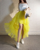Yellow High Low Tulle Maxi Skirt Outfit Women Custom Plus Size Layered Tutu Skir image 9