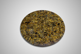 24&quot;x24&quot; Tiger eye random style Inlay Stones coffee table: Round Table Top - $1,254.00