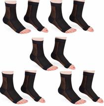 MojaSports Ankle Compression Sleeves (5 Pair) Plantar Fasciitis Foot Socks Arch  - £23.22 GBP