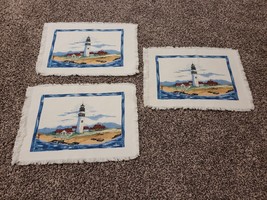 3 - Vintage Cotton Lighthouse Placemats - £15.15 GBP