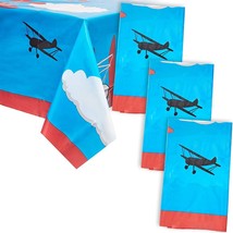 Airplane Plastic Rectangle Party Table Cloth Cover (3 Pack) - £17.29 GBP