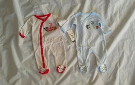 NBA Baby Boy&#39;s Atlanta Hawks 1 Piece Pajama 2Set Striped Cream/Red/Blue Sz 0/3M - £17.83 GBP