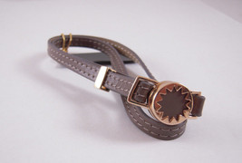 House of Harlow Bracelet, Gold-Tone Sunburst and Khaki Leather Wrap  NEW - £27.48 GBP
