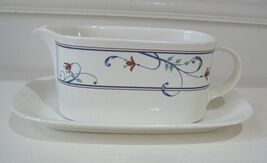 Mikassa Intaglio Annette Stoneware China Gravy Boat with Underplate - $11.88