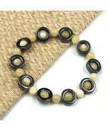 Natural Yellow Calcite &amp; Hematite 6 mm Bead 7.5&quot; Stretchable Bracelet RS... - £9.37 GBP