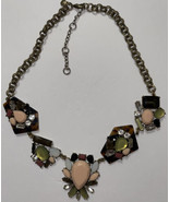 J.Crew Mixed Stones Necklace  Adjustable Tortoise Shell Backing Repaired... - £20.27 GBP