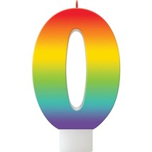 Candle #0 Rainbow Colors Cake Topper Birthday Party Supplies 4&quot; Tall New - $5.95