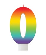 Candle #0 Rainbow Colors Cake Topper Birthday Party Supplies 4&quot; Tall New - $111.46 MXN