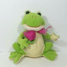 Goffa Frog 10 inch  Plush Stuffed Animal Flower Rose Ribbon Valentines  - £13.92 GBP