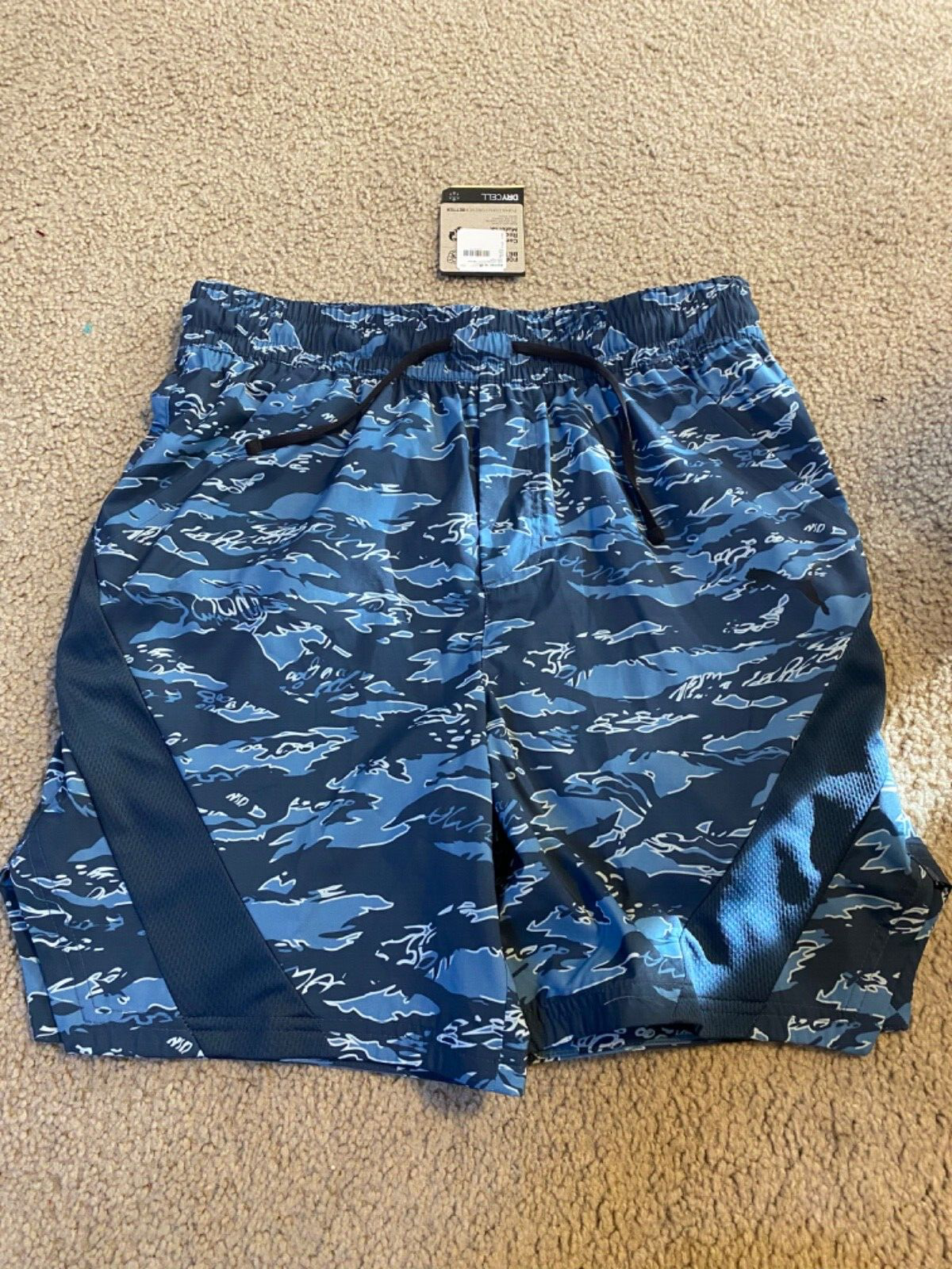 Puma Men&#39;s Shorts Golf Blue Grey Camo Size 38 10” Inseam No Slip Waist - $23.19