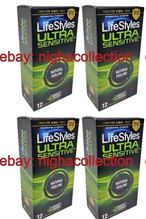 4x Lifestyles Ultra Sensitive Natural Feeling Lubricated Latex Condoms 12-Ct/Box - £17.90 GBP